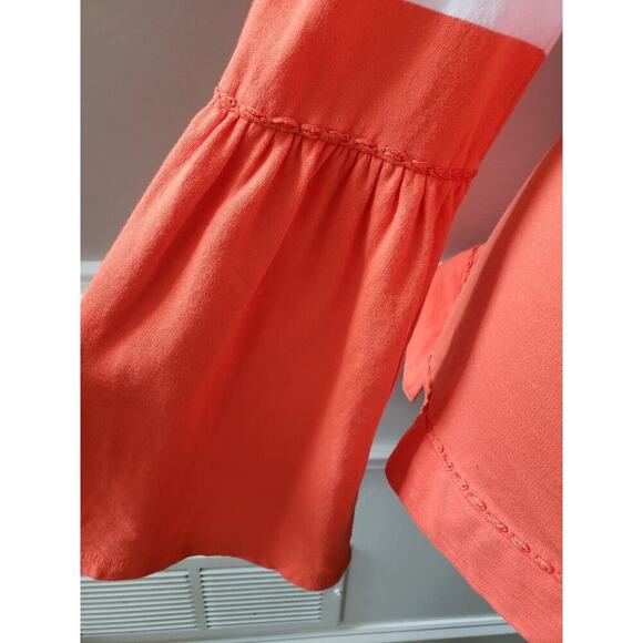 Crown & Ivy Women's Orange & White Cotton Round Neck Long Sleeve Top Blouse M - Picture 5 of 13